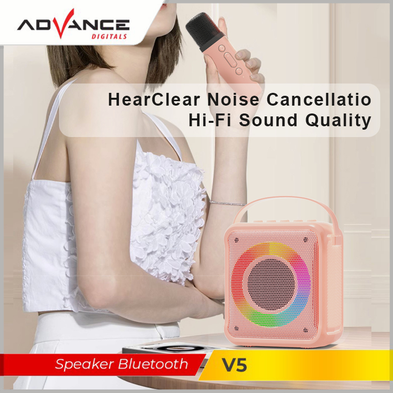 Advance V5 Bluetooth Speaker Mini 2 Inch Aktif Portable Karaoke Extra Bass Gratis 1 Microphone Garansi 1 Tahun