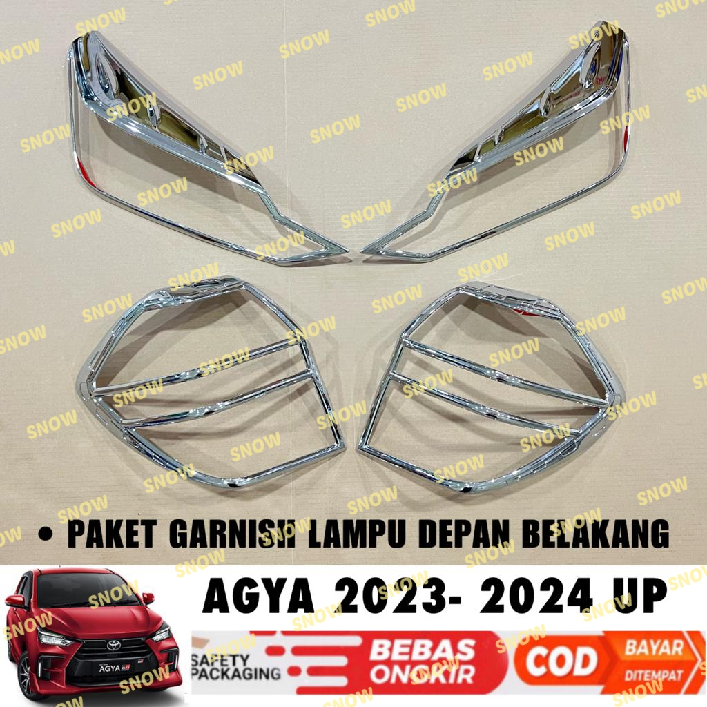 Paket Garnish Lampu Depan Belakang Agya 2023 2024 2025 UP GR SPORT Chrome Hitam Carbon