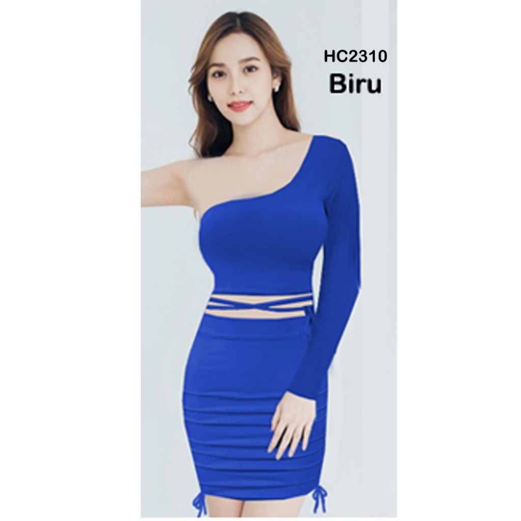 HC2310 Setelan Mini Jersey Stretch  / Setelan One Shoulder Cup Bra + Tali / Setelan Rok Mini / Mini Dress Seksi / Sexy Minidress Jersey / Setelan Mini Dress / Setelan Wanita