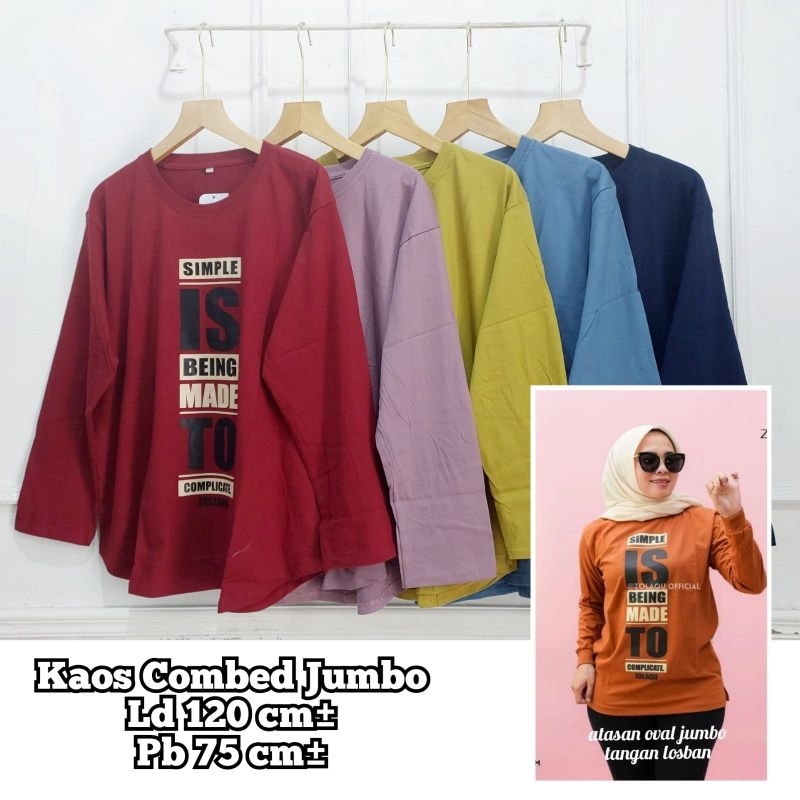Kaos Combed SALUR KEKINIAN Jumbo XXL Ld 115-120cm//KAOS JUMBO WANITA