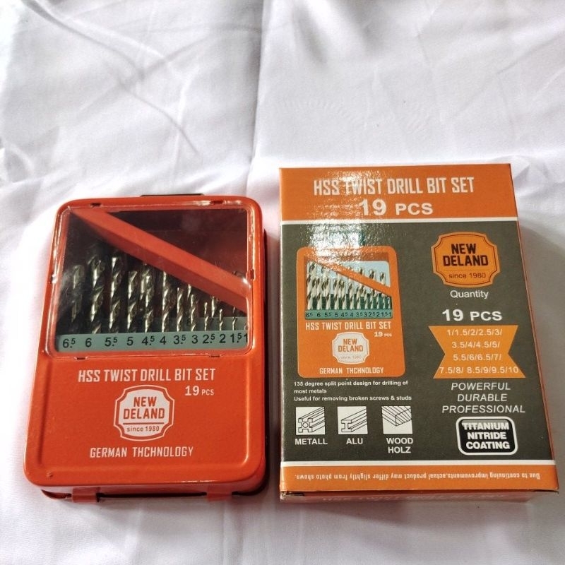 mata bor besi set 19pcs NEW DELAND