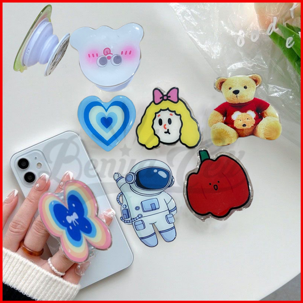 POP SOCKET AKRILIK MOTIF LUCU / PHONE HOLDER HP  / GRIPTOK ACRYLIC