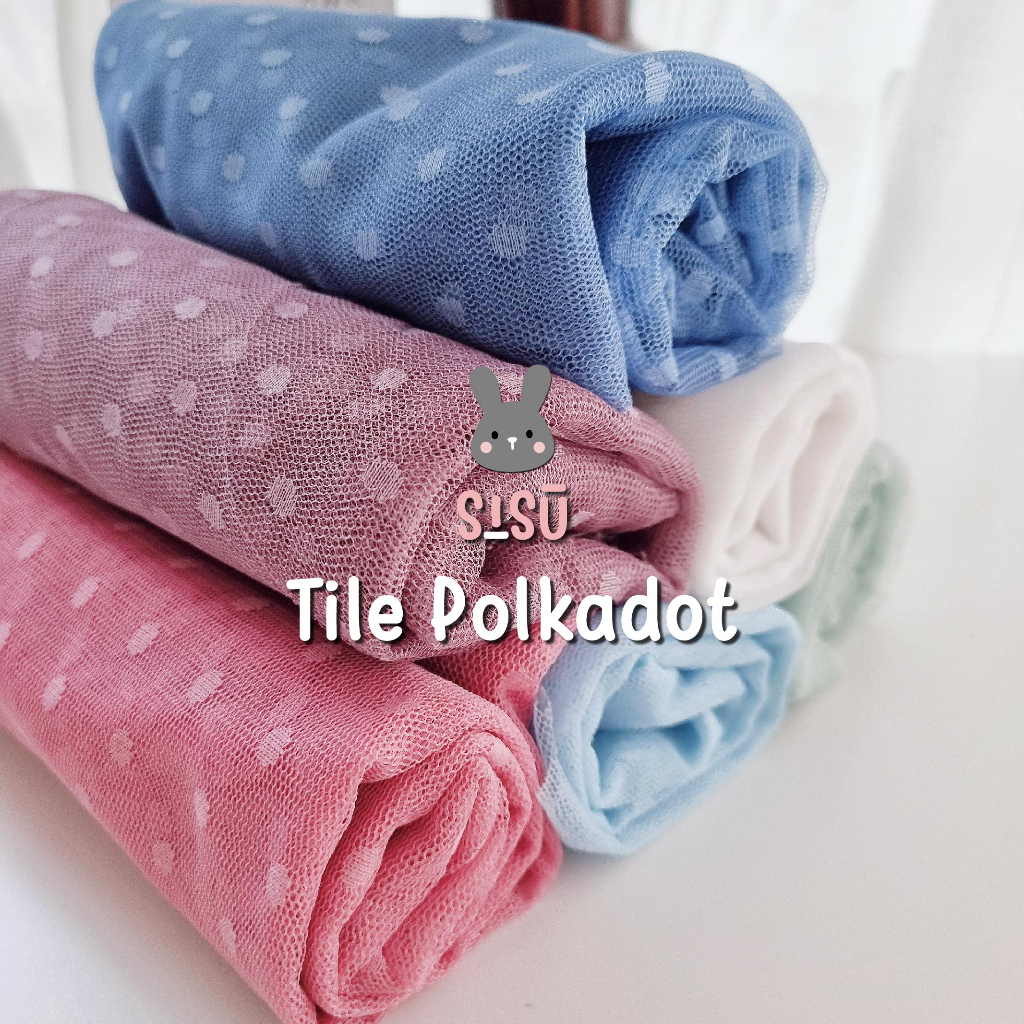 0.5 meter Kain Tile Polkadot / Kain Tile Dot / Tile Bintik / Kain Tulle Polkadot / Kain Tulle Bintik