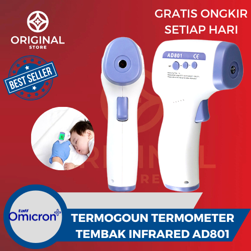 TERMOMETER TERMOGOUN TEMBAK INFRARE DIGITAL PENGUKUR SUHU TUBUH AD801 - TaffOmicron