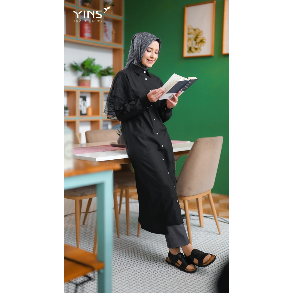 [BISA COD] Inspire Midi Dress IMD 06 Bahan Toyobo mix Tulle Dot Midi Dress Fashion Muslimah Modern by YINS