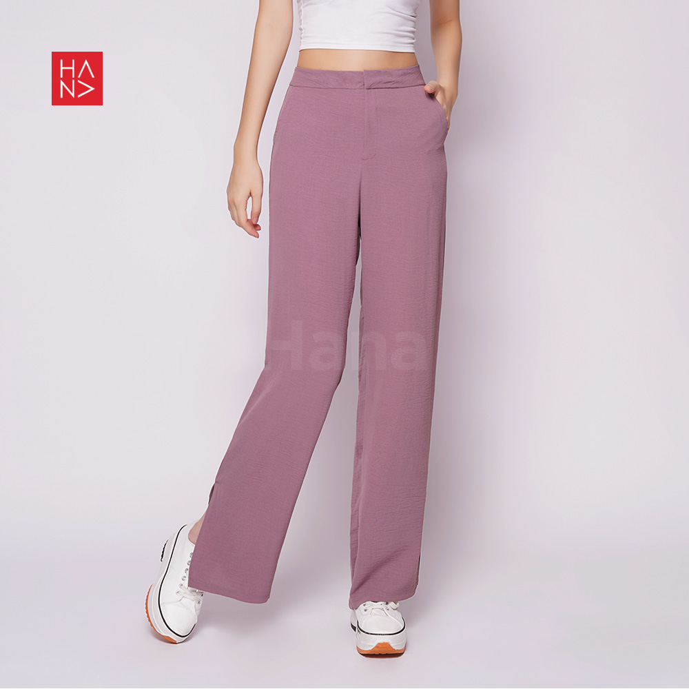 Hana Fashion - Petra Slit Loose Pants Celana Panjang Wanita Kerja - LP050