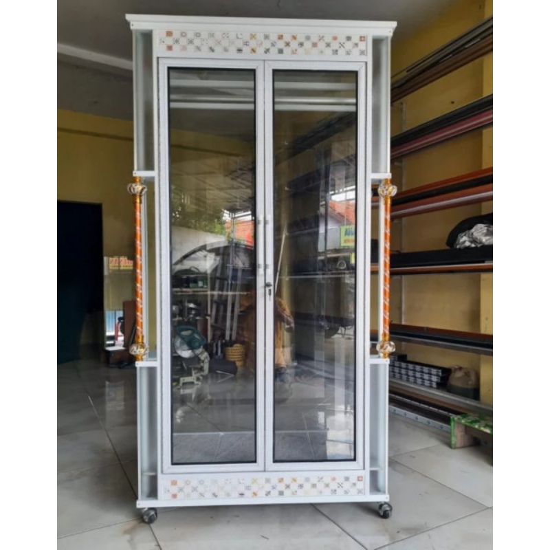 LEMARI KACA ALUMUNIUM PINTU KACA LEMARI PAKAIAN MINIMALIS MURAH