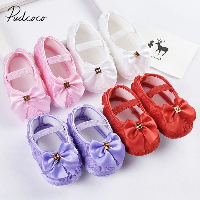 Sepatu Bayi Cewek NEW BRUKAT 0 12 Bulan Murah / Sepatu Baby  Perempuan Terbaru