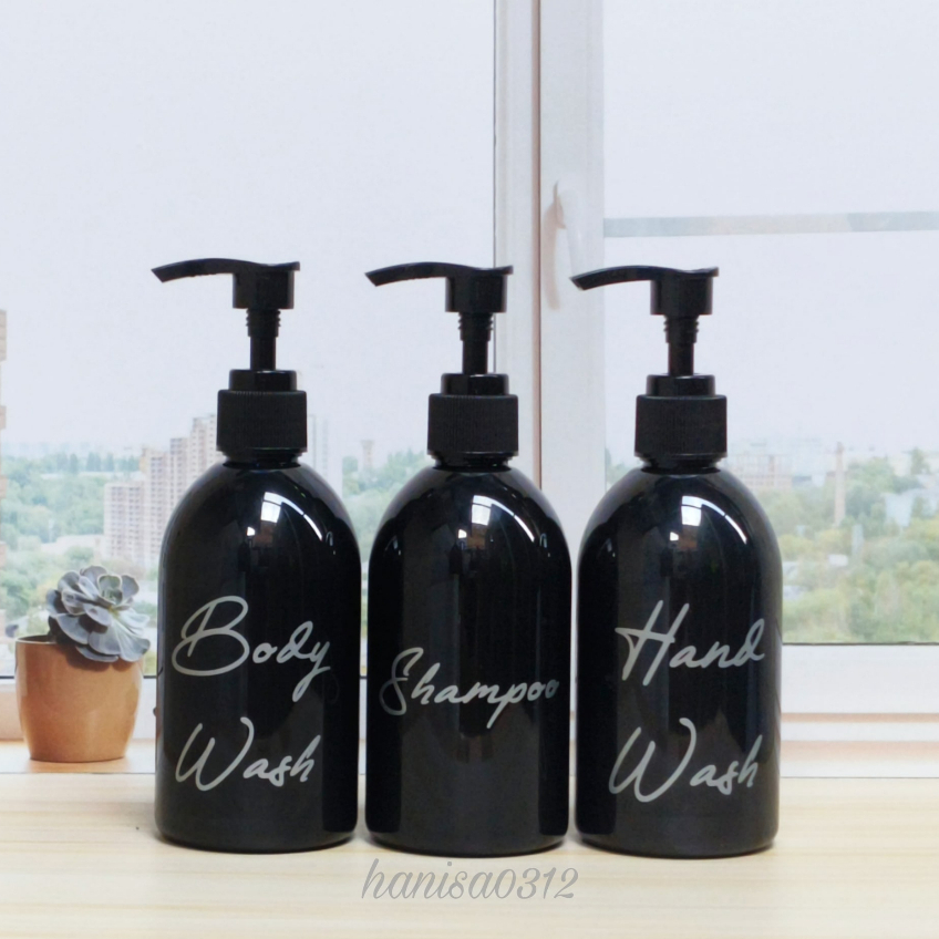 Botol Pump 250ml Aesthetic Hitam Glossy Oval Lucu Luxury Silver / Botol Pump 250ml Tempat Sabun Cair