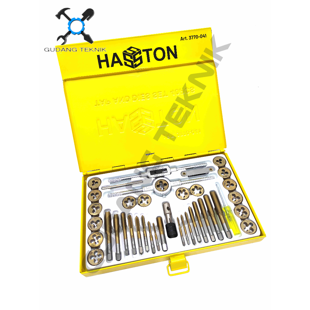 (HASSTON) Alat Snai Tap Ulir Set 40Pcs 3770-041 HASSTON PROHEX / Alat Snei Snai Tap Ulir Mur Baut Drat Dart SET 3770 041 HASSTON