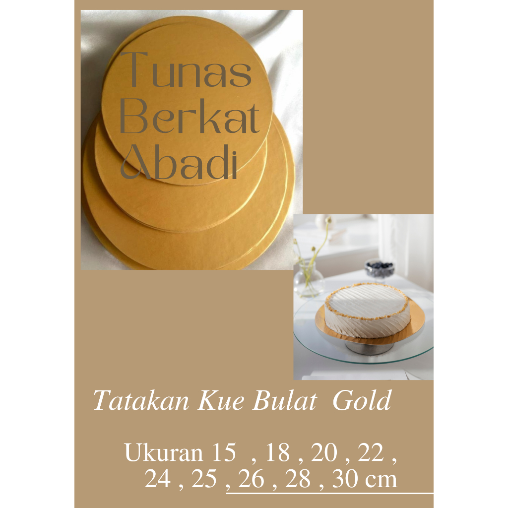 Tatakan kue Gold bulat 26 cm / Greyboard bulat Gold 26 cm @25 pcs