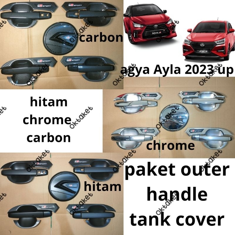 paket outer handle tank cover Agya Ayla 2023 2024 2025 Gr Sport Hitam Chrome carbon