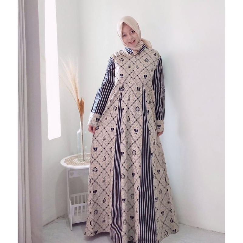 Gamis Batik Motif Parang dan Lawasan Homeydress Homedress katun Premium