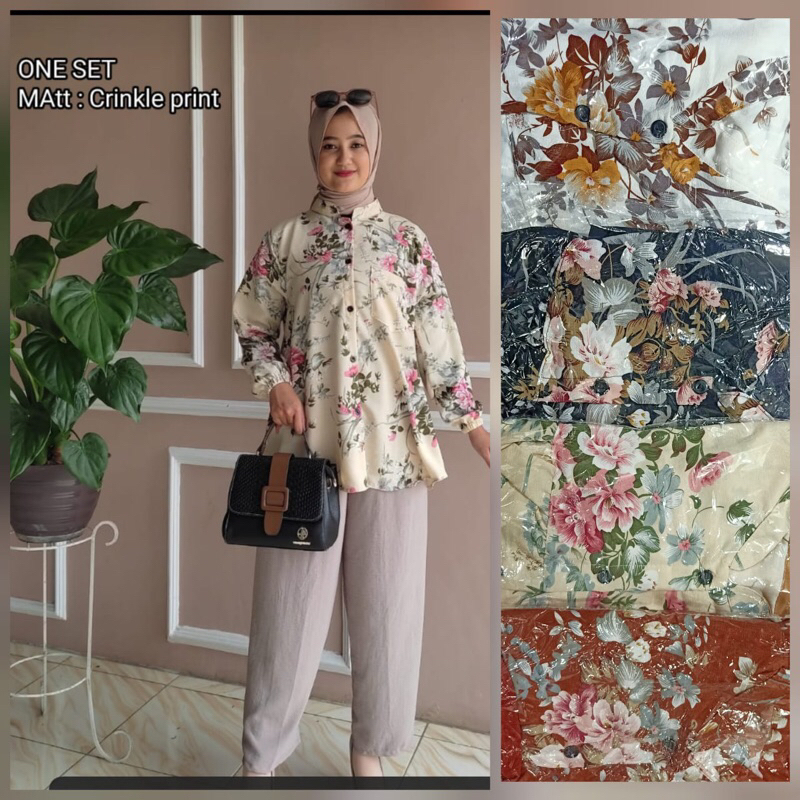 ONE SET crinkle motif bunga