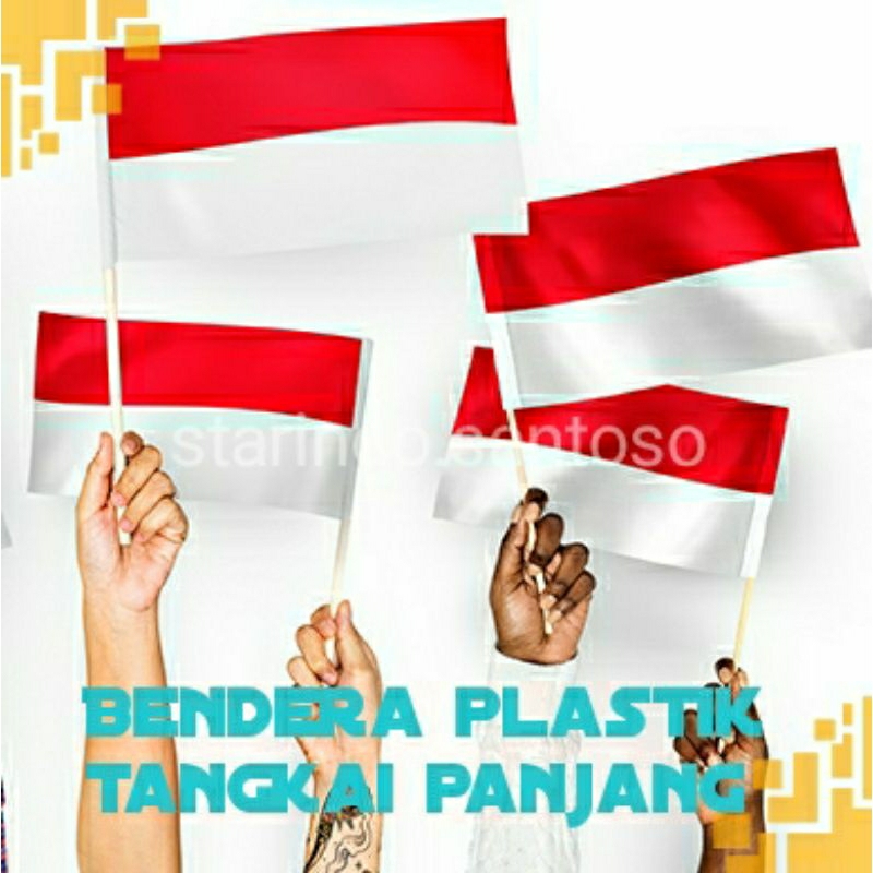 Bendera plastik merah putih stik panjang peluit dekorasi 17 Agustus