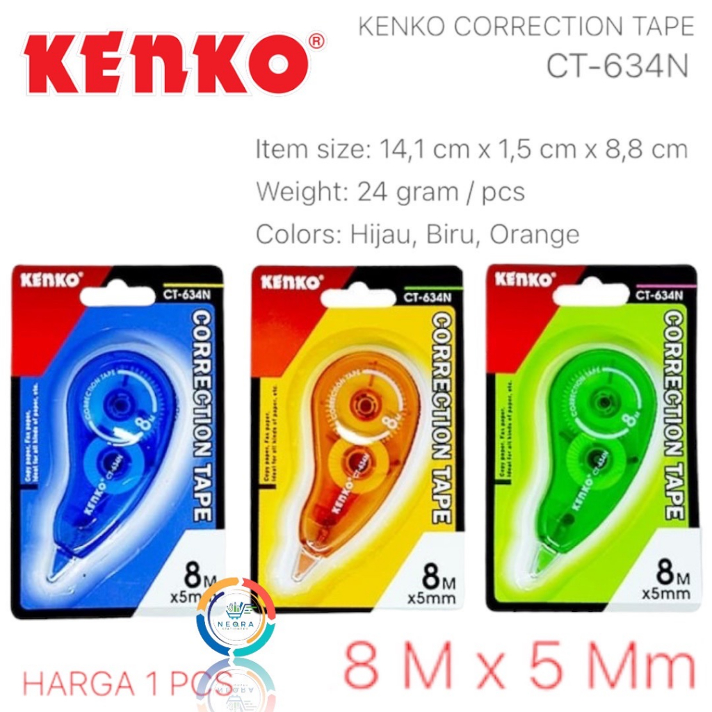 

Kenko Correction Tape CT 634 N | Tip-Ex Kertas 8 M x 5 mm