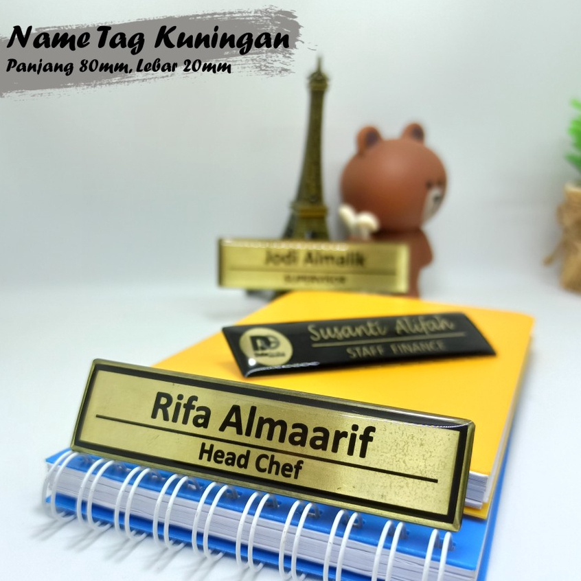 

[Custom] Name Tag Nama Dada Kuningan Persegi Resin