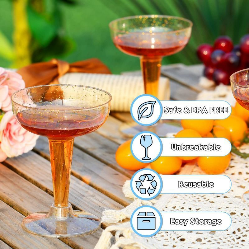 10pcs Gelas Champagne Disposable Goblet Glass 120ml Champagne Glass Gelas Koktail Plastik