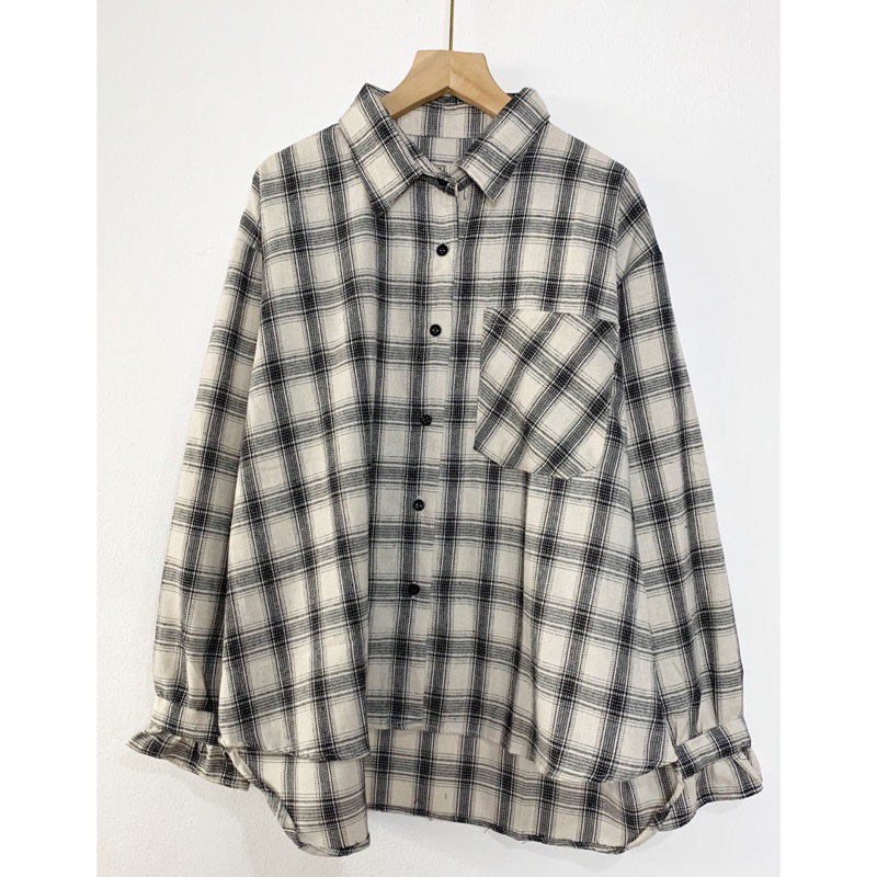 Hana Shirt Kemeja Flanel |Oversize Blouse Tartan Kotak Kotak Wanita