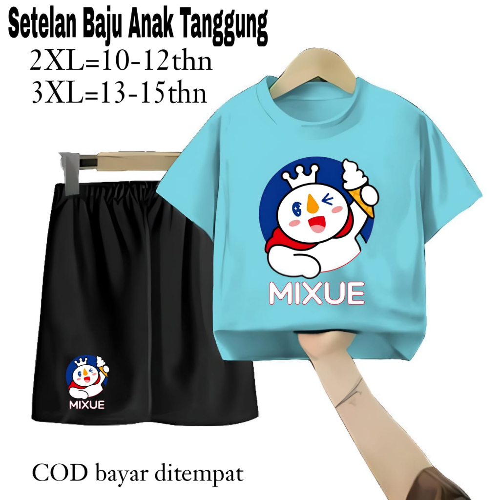 Hzl_outfit Setelan Kaos Mixue Anak Tanggung XXL-3XL