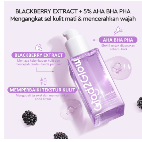 (BPOM) Glad2Glow Blackberry AHA BHA PHA Daily Exfoliating Toner 40ml/Toner Wajah