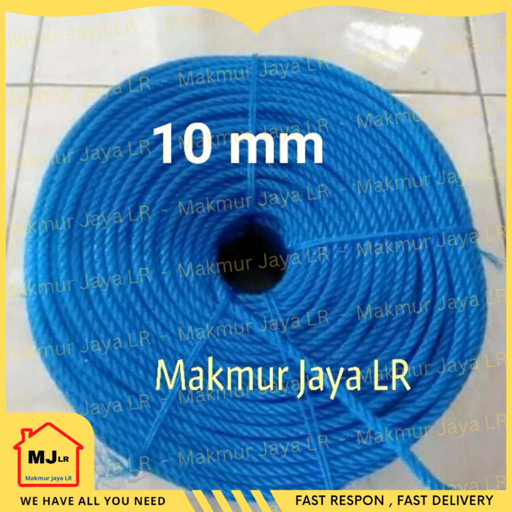

Tali Tampar ROLL 10mm / Tali Tambang Plastik 10 mm ROLL / Plastic Rope 10 mm per ROLL / Nylon Rope / Tali ikat