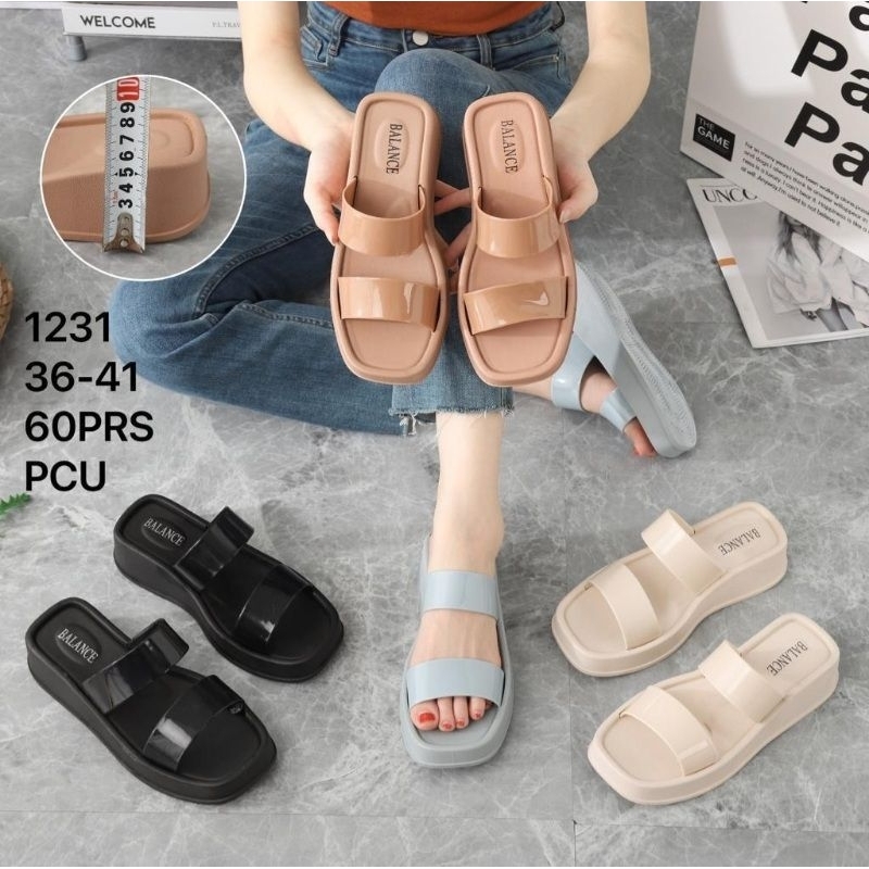 SANDAL WEDGES WANITA KARET BALANCE 1231