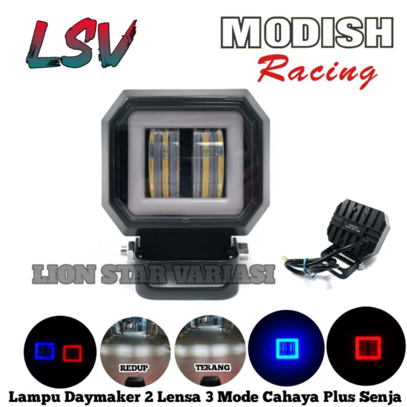 Lampu Tembak Sorot CWL 2 Mata LED Lensa Model Kotak Dan Bulat Universal 12 Volt Bisa Motor Mobil