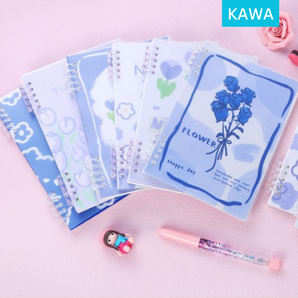 

KAWA Notebook Binder Spiral Plastik B5 Hard Cover Motif Plastic Buku Tulis Estetik Aesthetic 10 Rings