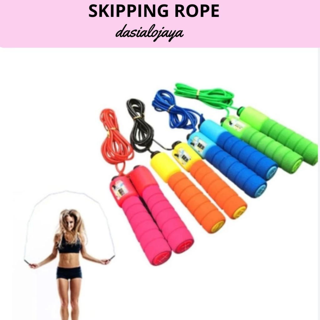 ✅dasialojaya⚡Tali Skipping Skiping Lompat Tali Jump Rope dengan Penghitung Digital Loncatan Counter Soft Handle / LOMPAT TALI MURAH