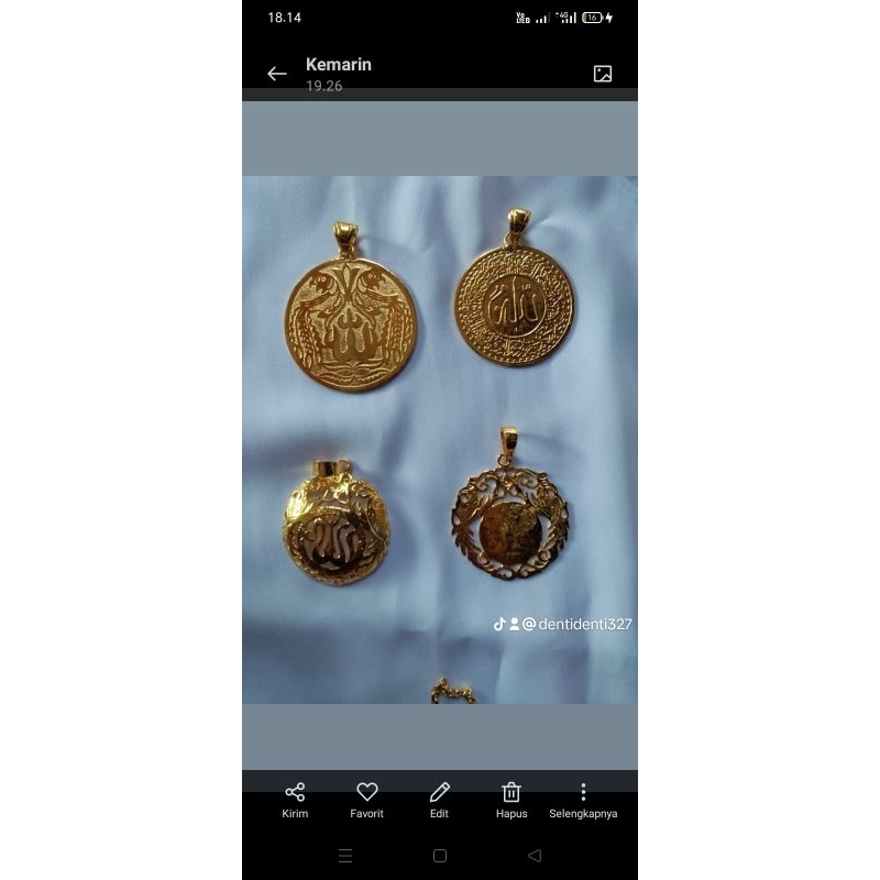 Liontin Dinar lapis emas