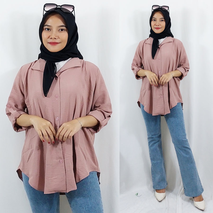 CARLINA DEVANCA SHIRT BLOUSE OLIVIA CRINKLE PREMIUM AIRFLOW MATT KATUN CRINGKLE ADEM