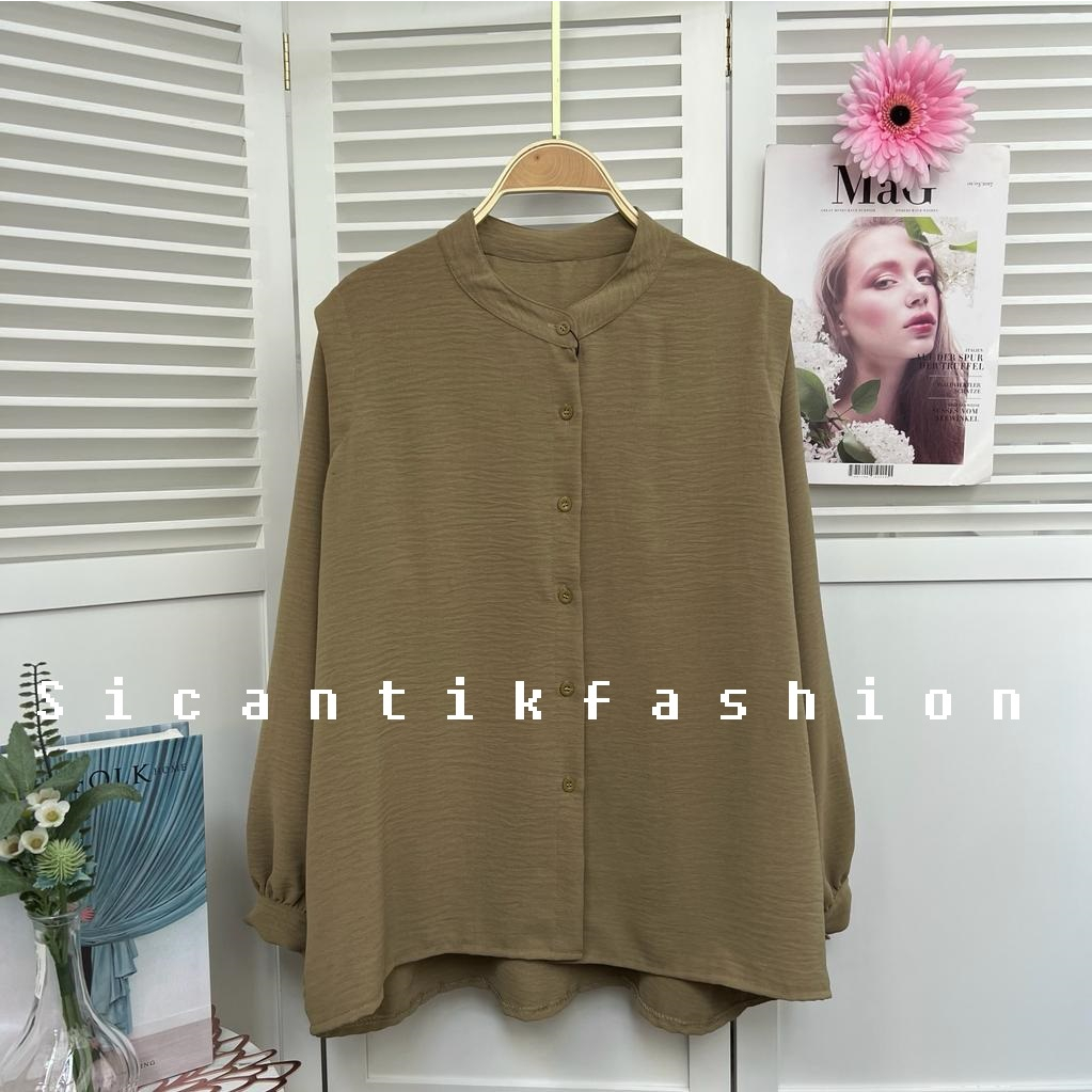 Blouse Kemeja Wanita Crinkle Airflow / Kemeja Cewek Korean