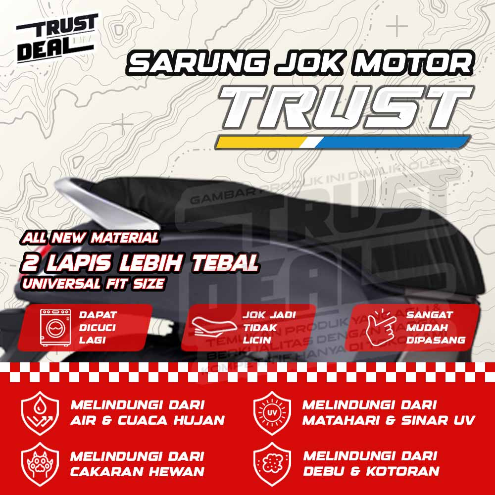 Sarung Jok Motor TRUST / Cover Jok Motor TRUST Murah anti air Waterproof Bahan TEBAL PREMIUM BEAT VARIO MIO RX KING SATRIA SONIC SCOOPY XRIDE AEROX SATRIA BEAT STREET NEX FINO