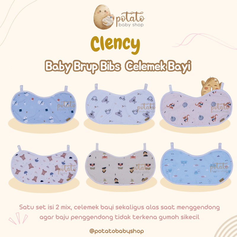 Clency 2in1 Baby Burp Bibs - Burpy Bib Celemek Bayi