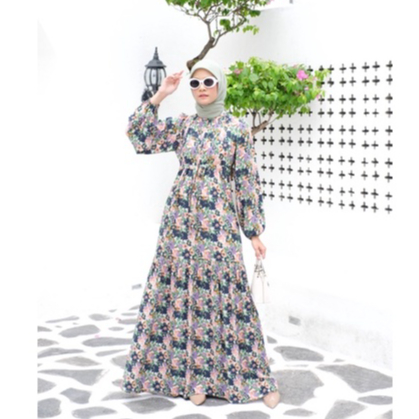 Ounadoutfit HANNA DRESS wanita premium | dress wanita motif bunga | homedress rayon busui | dress muslimah | dress motif rayon