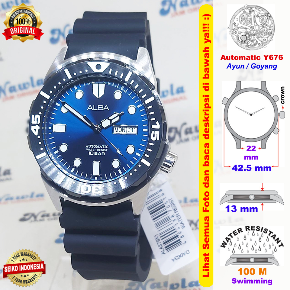 Alba Automatic AL4379X1 Monster Blue Dial - Jam Tangan Pria AL4379