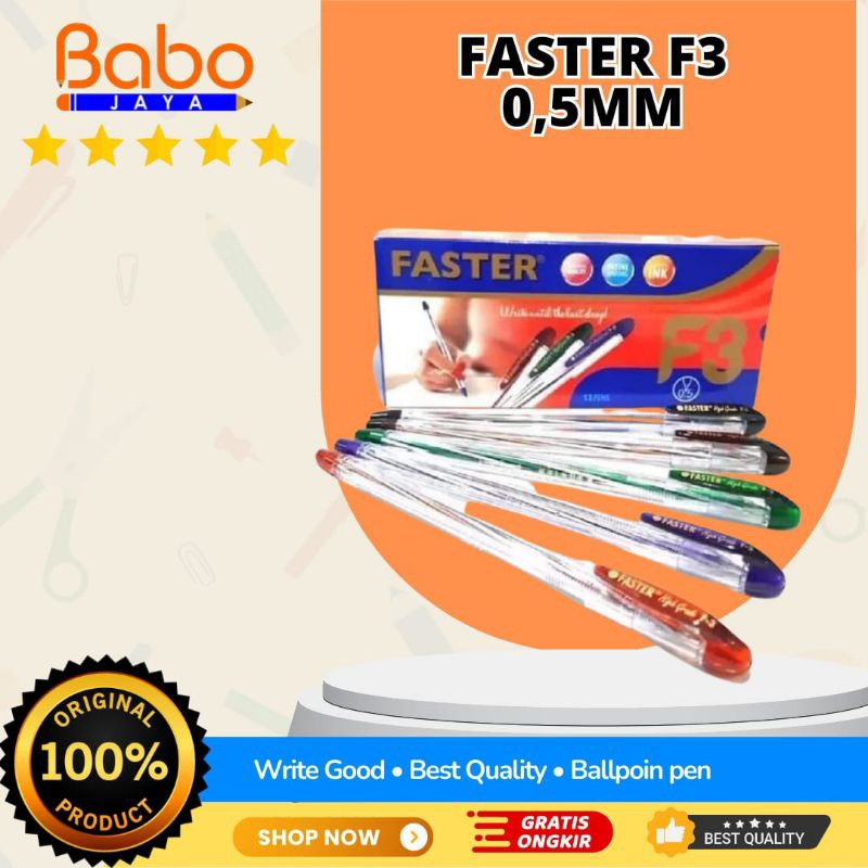 

BABO JAYA BALLPOINT FASTER F-3 0,5MM / WARNA TINTA : HITAM DAN BIRU