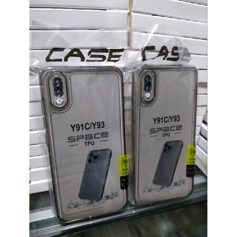 Softcase Vivo Y93 Tampa Lubang Fencer Vivo Y91C Lubang 3 Silikon Casing Case Clear Hitam Transparan Pelindung Camera