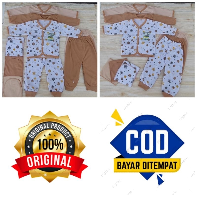 3 Setel Baju Celana Bayi Lengan Panjang Dan 3 Pcs Gurita Bayi Newborn Motif Coklat Terbaru