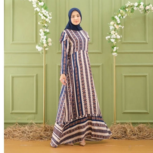 Ounadoutfit Dress Ritz salur wanita busui kekinian cantik / dress rayon motif / dress motif salur / homedress busui garis / baju muslim etnik