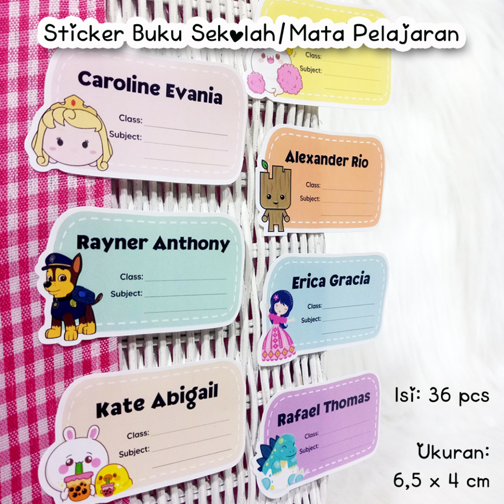 

Stiker nama buku sekolah / sticker buku / stiker buku anak / sticker nama anak / stiker tempel buku