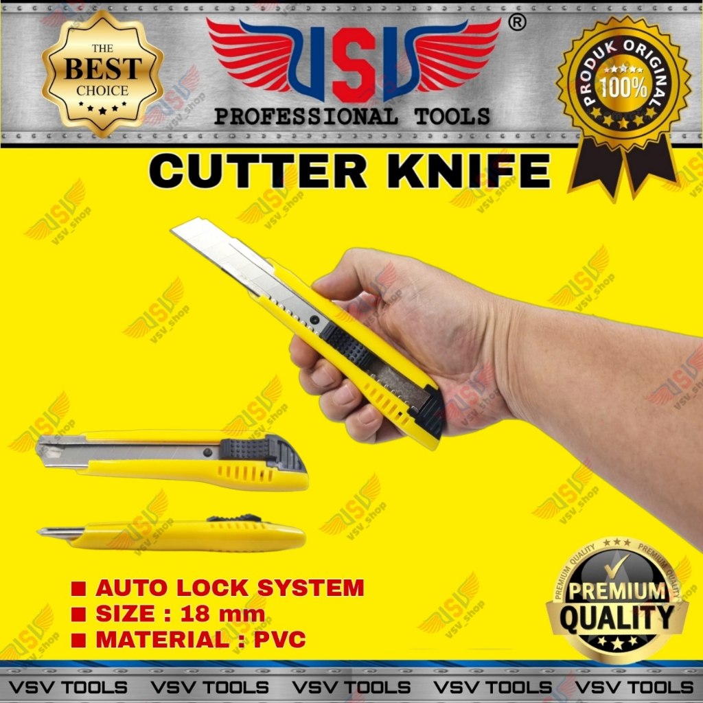 VSV Pisau Cutter Besar Otomatis 18mm Cutter Knife Auto Lock HS-01