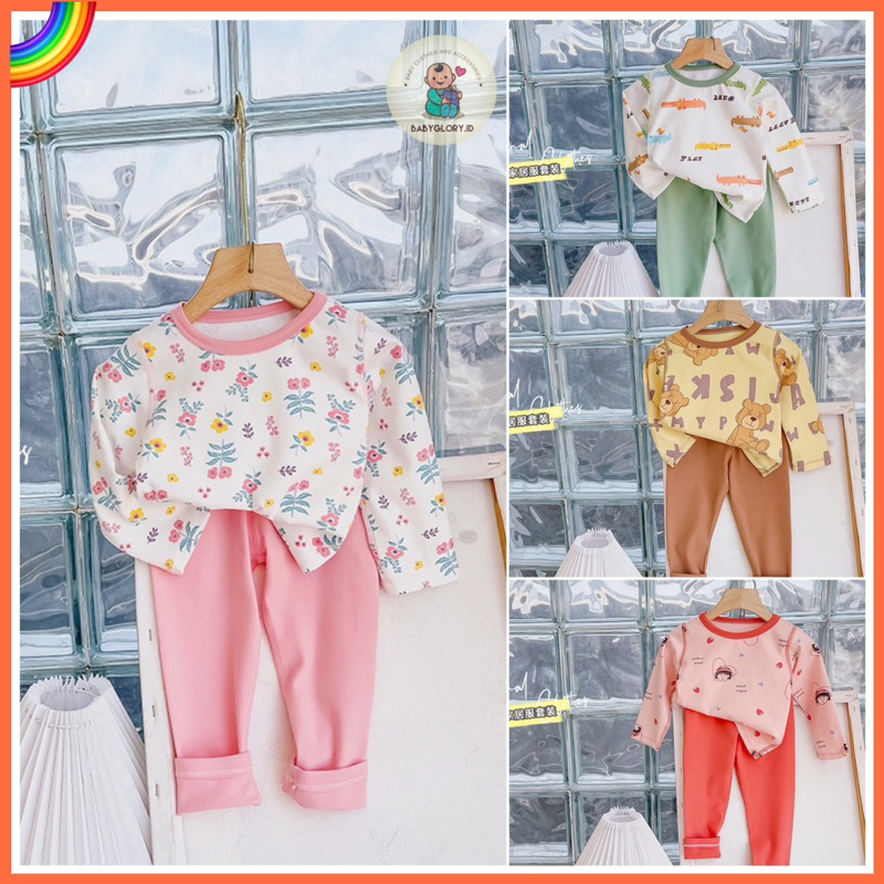 Setelan Lengan Panjang Premium Anak Laki Laki Perempuan Import / Setelan Piyama Anak Import / Baju Tidur Anak