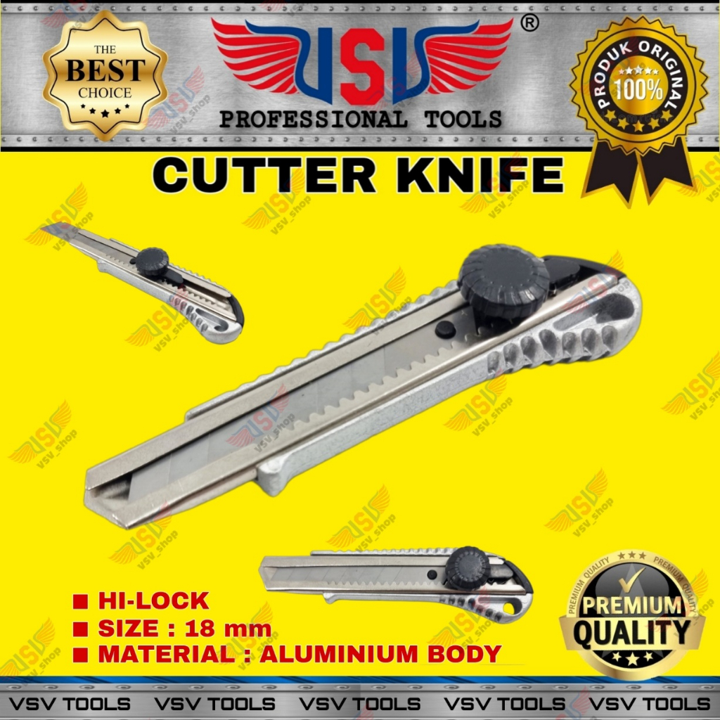 VSV Pisau Cutter Besar 18mm Aluminium Cutter Knife Hi-Lock HS-06