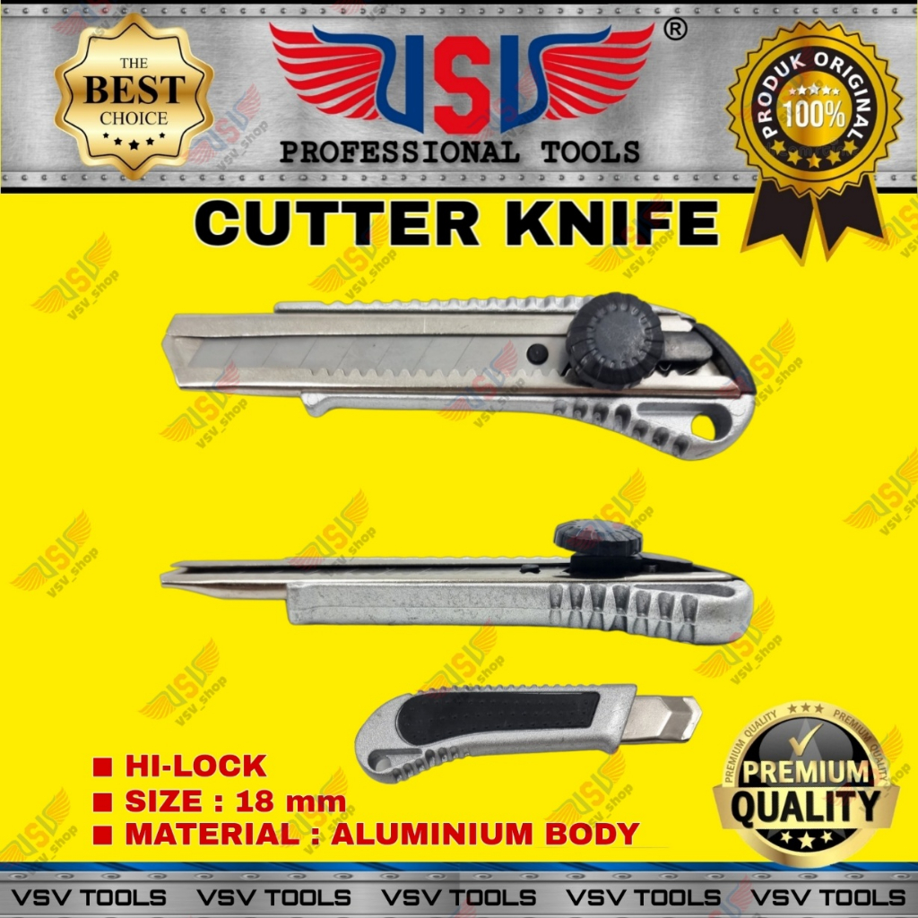 VSV Pisau Cutter Besar 18mm Aluminium Cutter Knife Hi-Lock HS-06