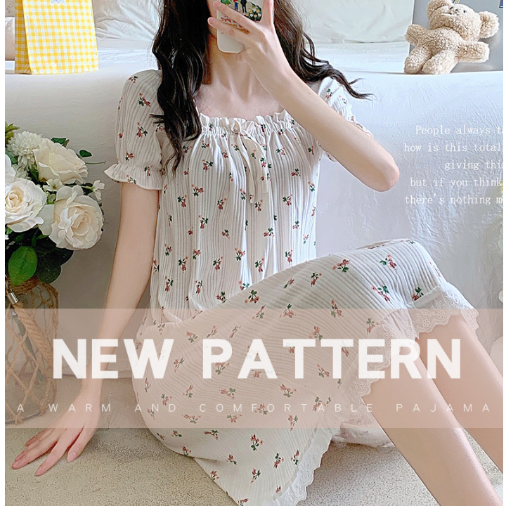 Dress Sweet French Gaun Cute Import Dress Putih Bunga Murah Wanita
