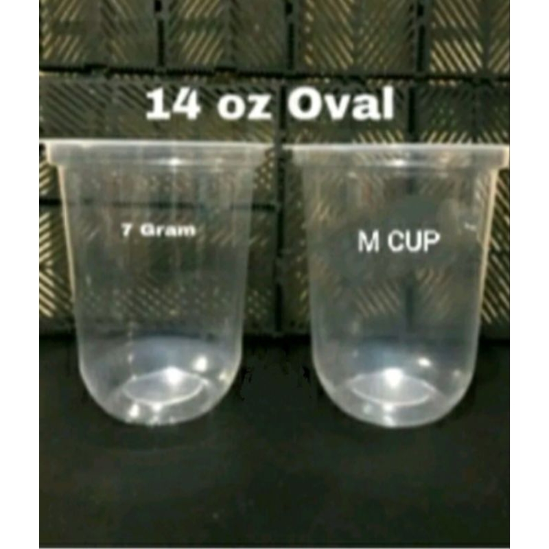 GELAS CUP PLASTIK 14 OZ Oval M CUP 7 GRAM 1 roll 50pcs