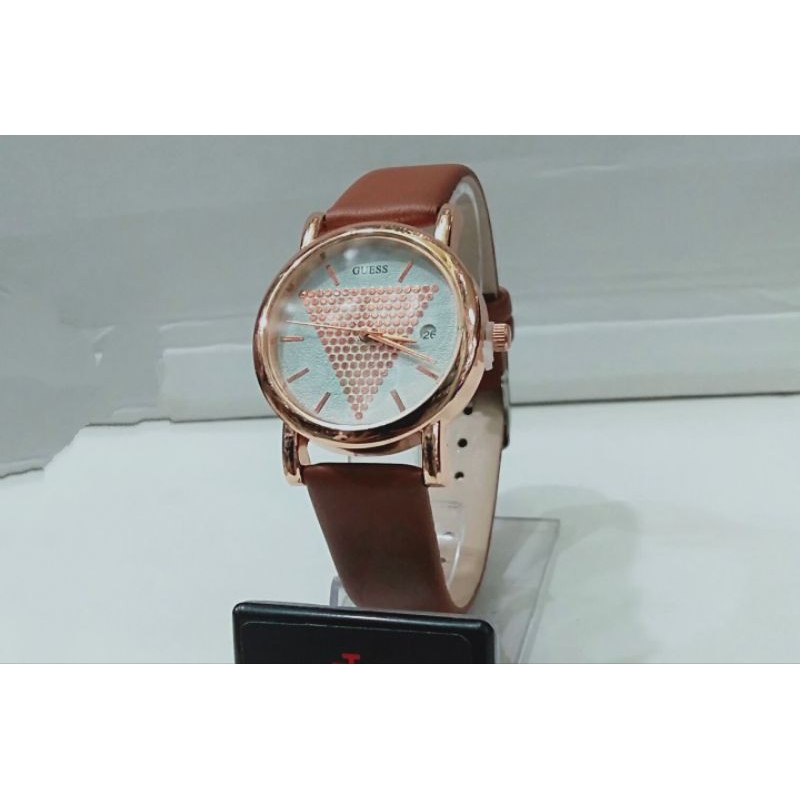 Jam Tangan Wanita Fashion Kulit Gueess Tanggal Aktif
