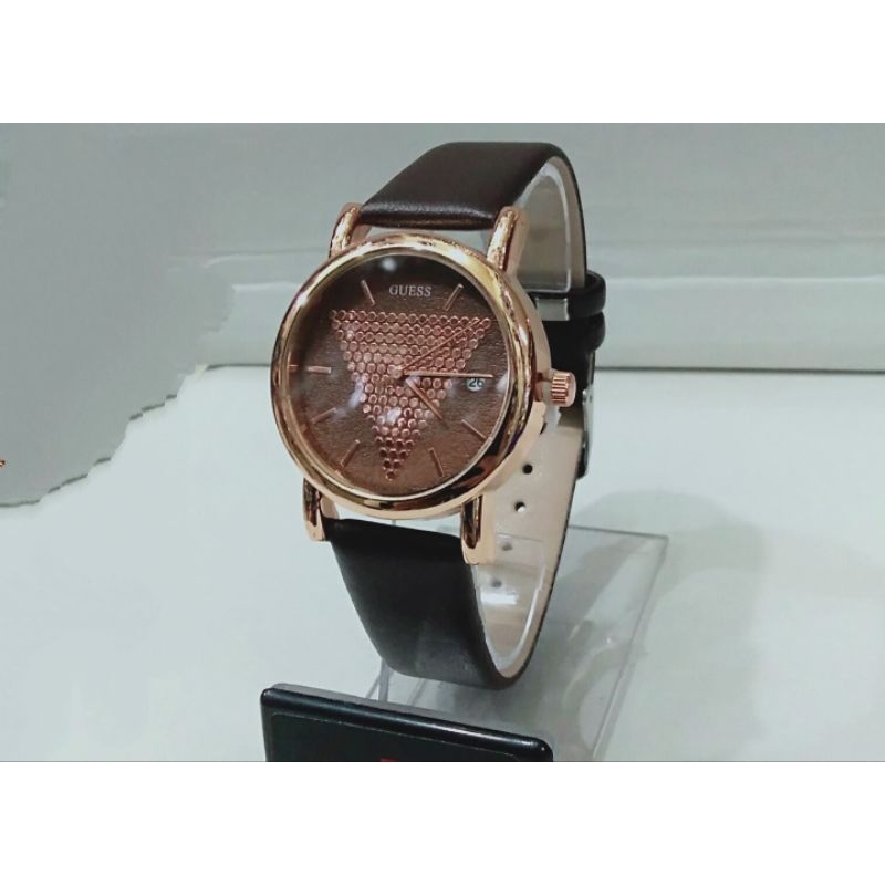 Jam Tangan Wanita Fashion Kulit Gueess Tanggal Aktif